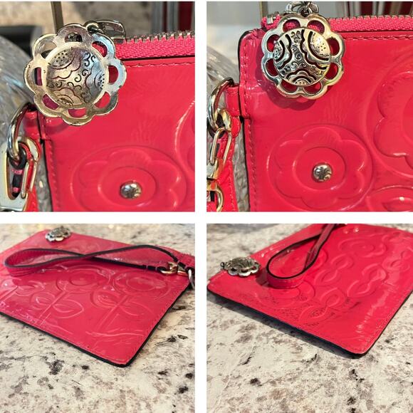 Brighton Pink Patent Leather Flower Embossed Wristlet - Silver Brighton Hardware - Picture 10 of 10